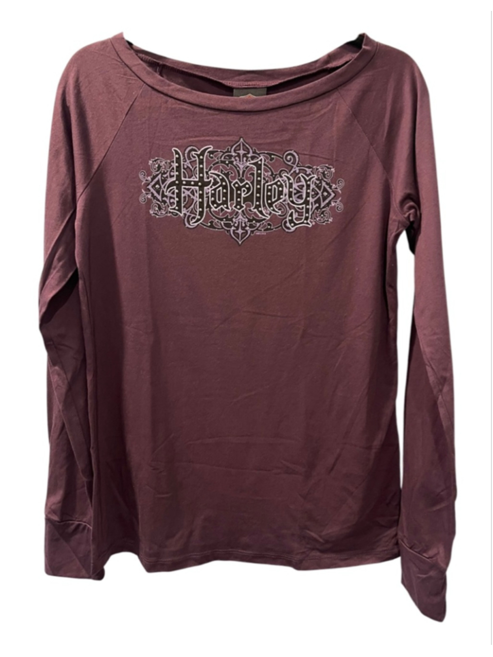Harley Davidson NWT 2012 Y2K Studded Purple Long Sleeve Shirt Size XL Women's